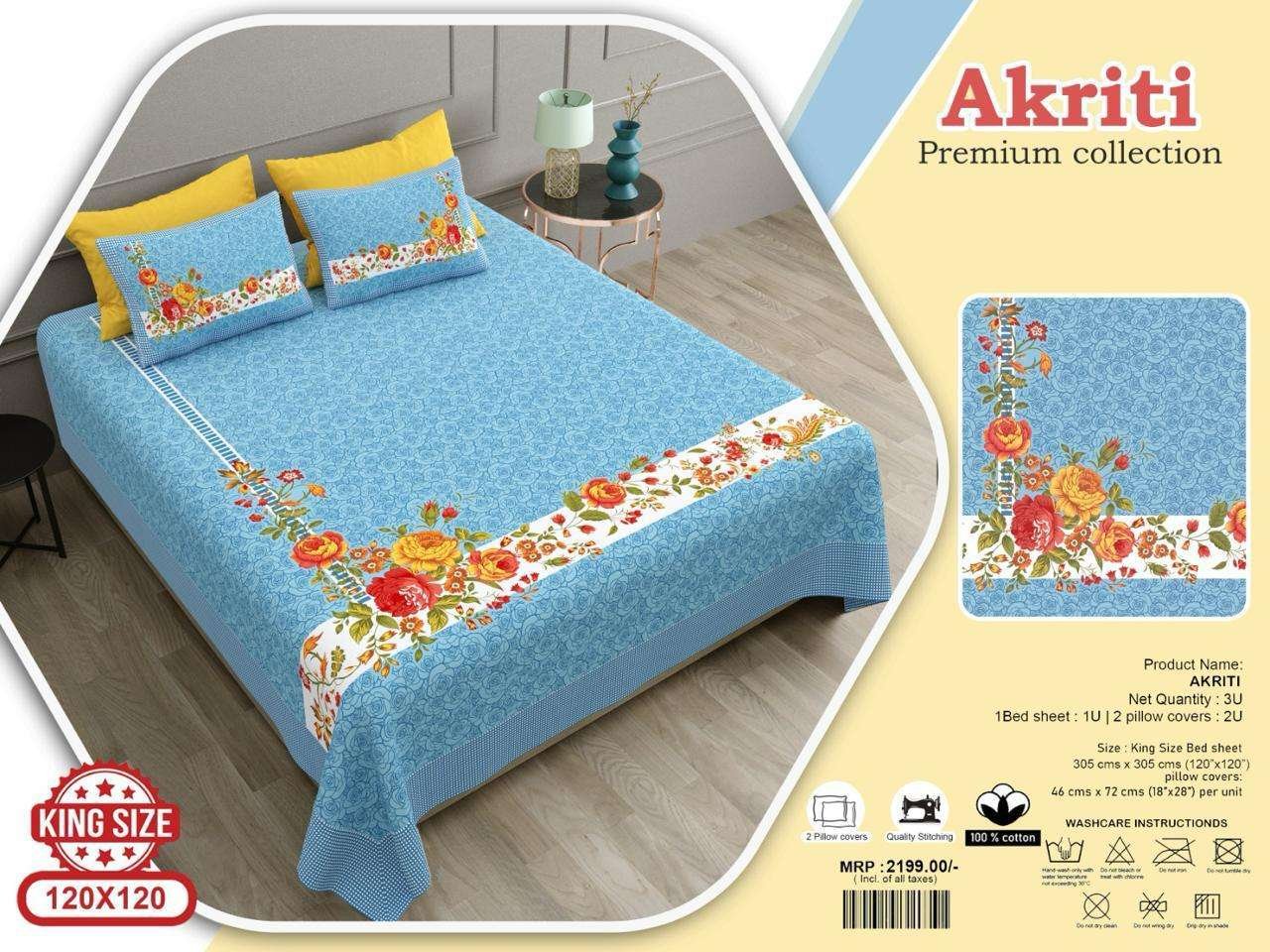 Jumbo size bedsheets with 2 pillow covers(120 × 120 AKRITI) - Image 3
