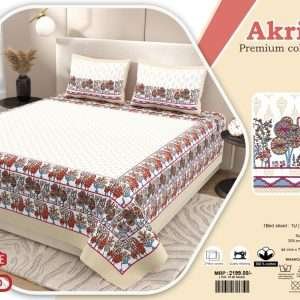 Jumbo size bedsheets with 2 pillow covers(120 × 120 AKRITI)