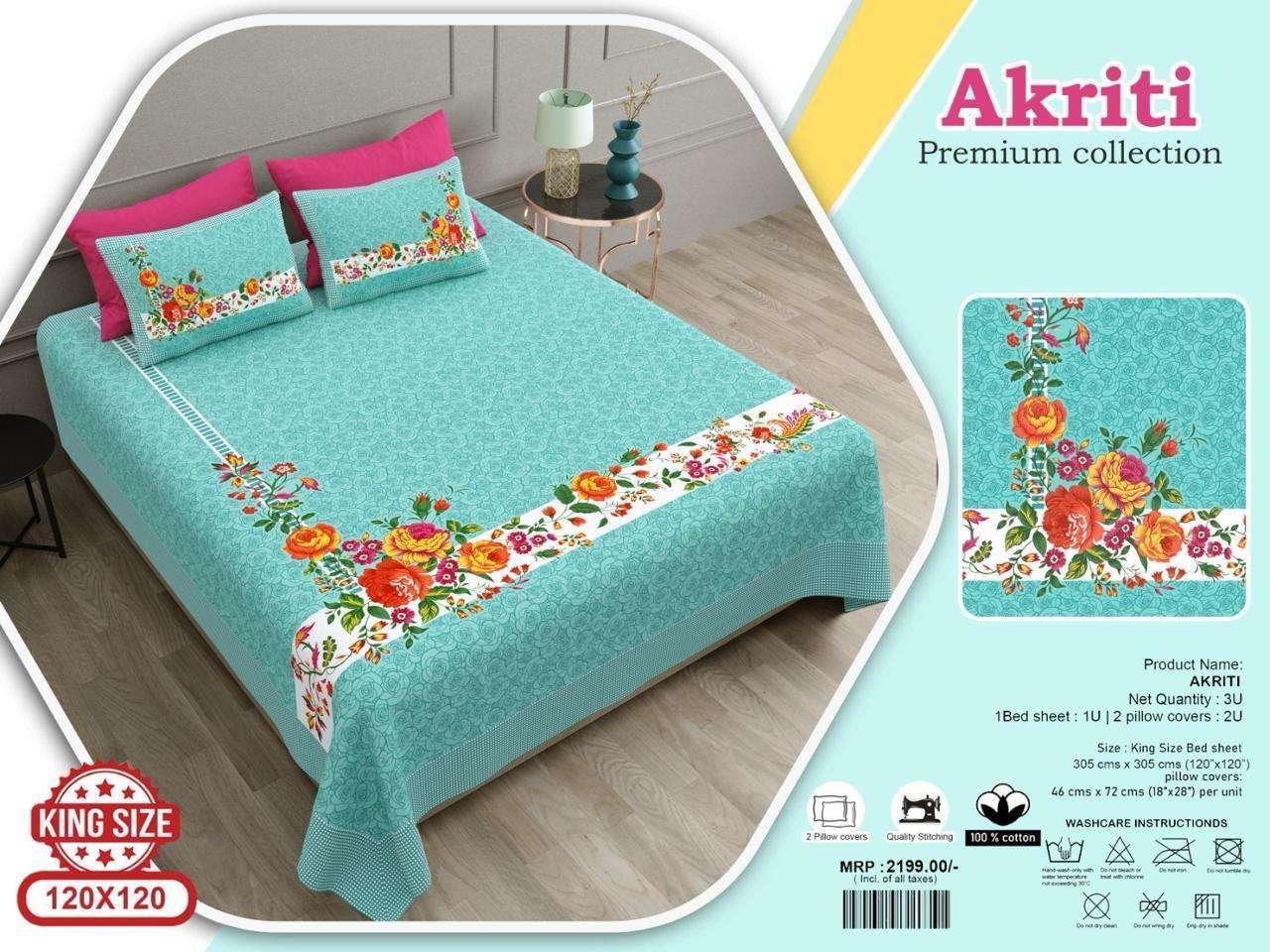 Jumbo size bedsheets with 2 pillow covers(120 × 120 AKRITI) - Image 2