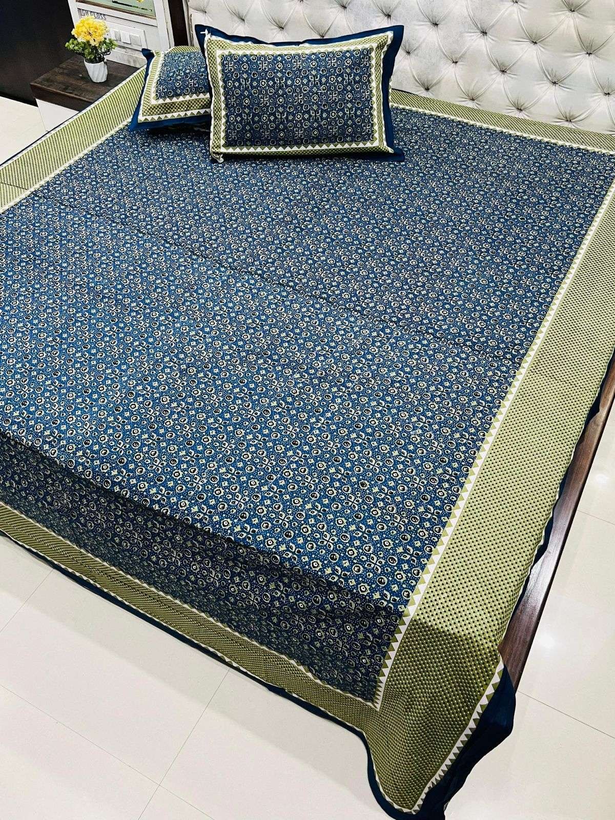 Daabu Print Double Standard Size Bedsheet with 2 Zipped Pillow Cover(90 inches by 108 inches) - Image 4