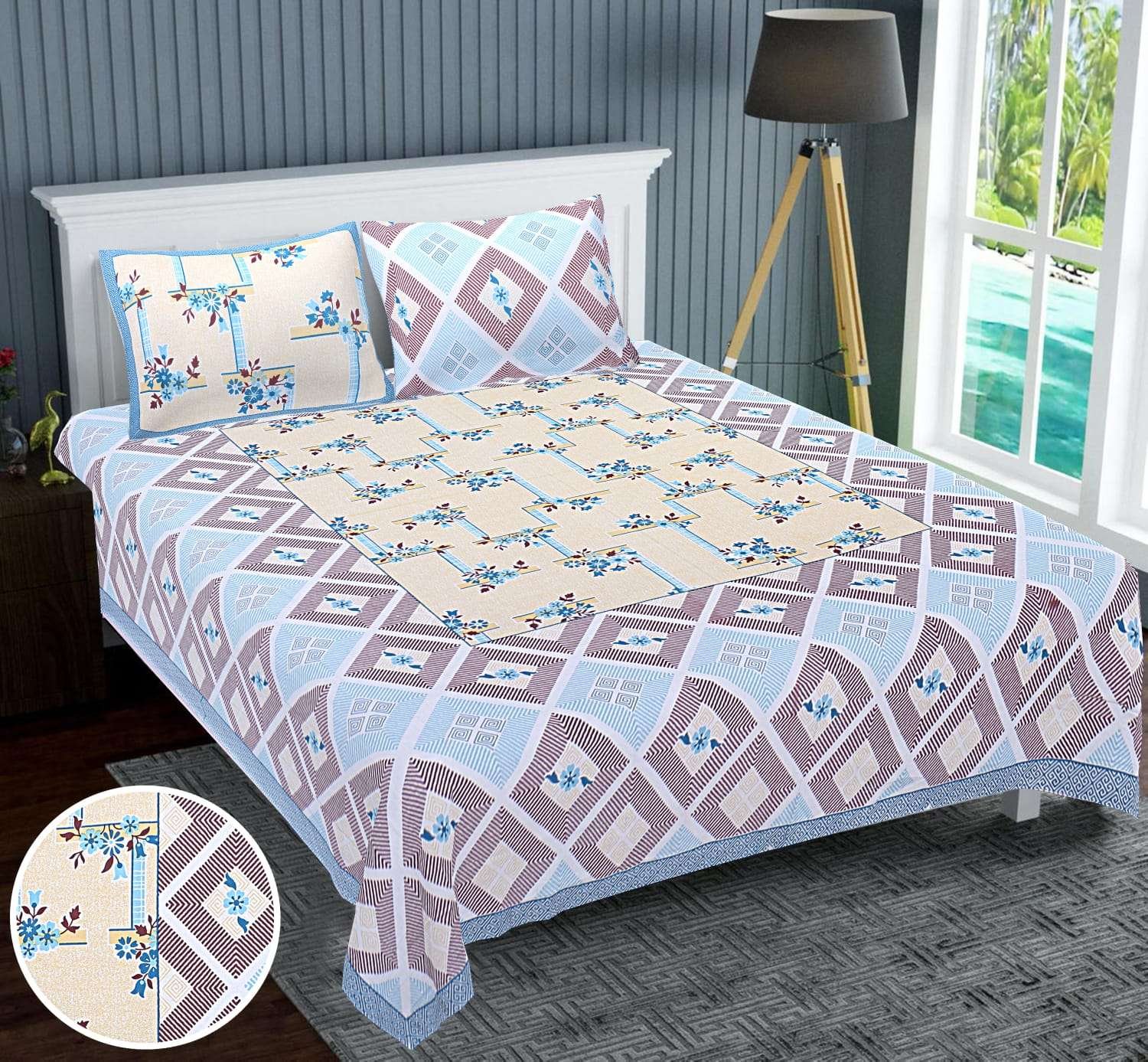 King size bedsheets with 2 pillow covers(100×108 GLORY)