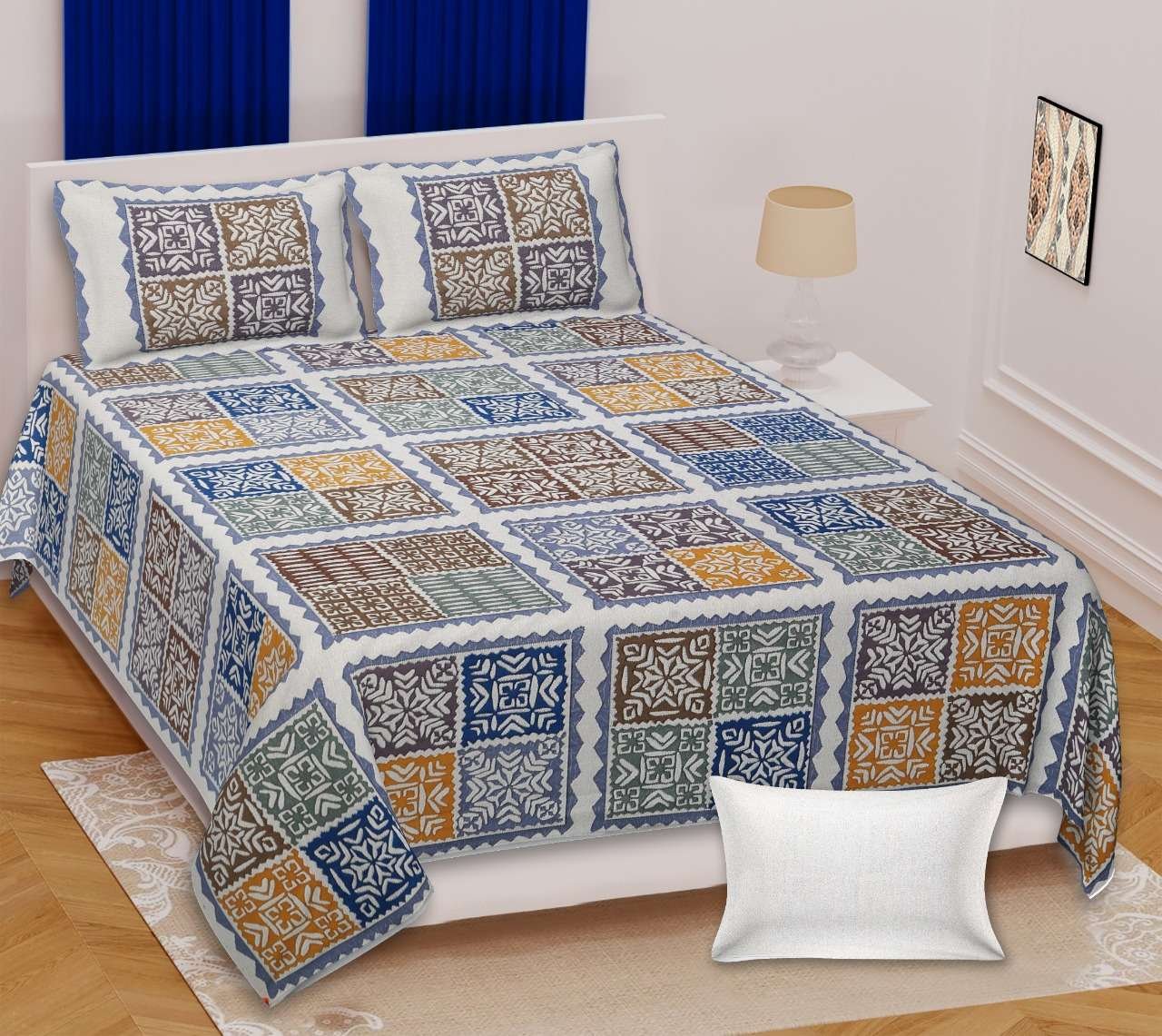 Premium Rajasthani Barmeri Print King Size Bedsheet with 2 Pillow Cover(100x108) - Image 3