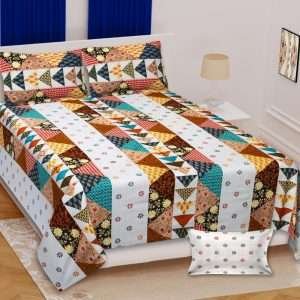 Premium Rajasthani Barmeri Print King Size Bedsheet with 2 Pillow Cover(100x108)
