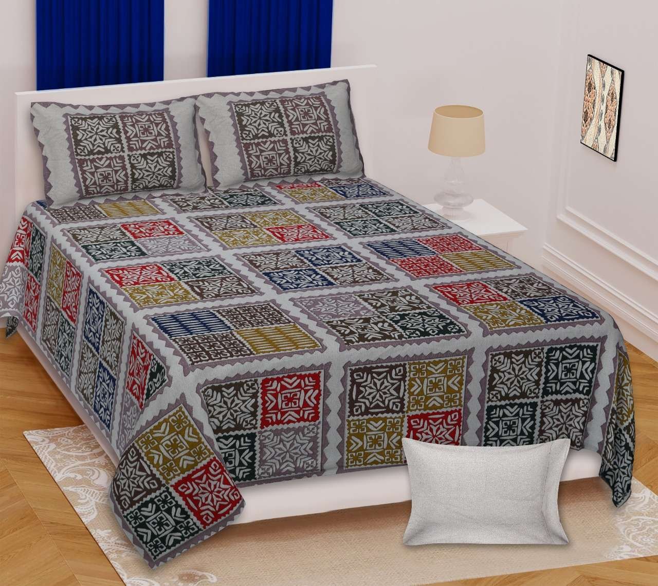 Premium Rajasthani Barmeri Print King Size Bedsheet with 2 Pillow Cover(100x108) - Image 2