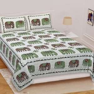 Premium Rajasthani Barmeri Print King Size Bedsheet with 2 Pillow Cover(100x108)
