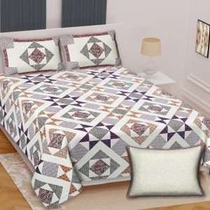 Premium Rajasthani Barmeri Print King Size Bedsheet with 2 Pillow Cover(100x108)