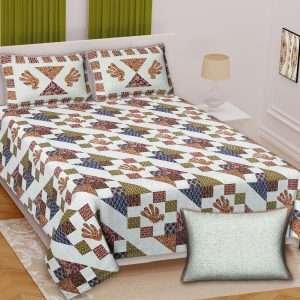 Premium Rajasthani Barmeri Print King Size Bedsheet with 2 Pillow Cover(100x108)