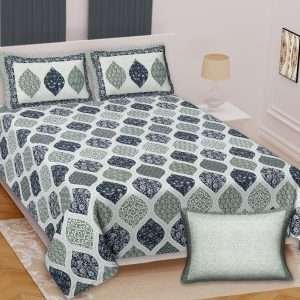 Premium Rajasthani Barmeri Print King Size Bedsheet with 2 Pillow Cover(100x108)