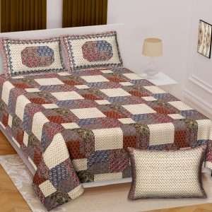 Premium Rajasthani Barmeri Print King Size Bedsheet with 2 Pillow Cover(100x108)