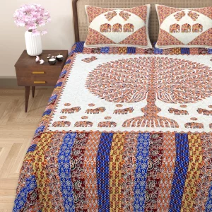 Barmeri Patch Print Double Standard Size Bedsheet with 2 Zipped Pillow Cover(90 inches by 108 inches)