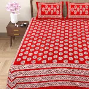 Handblock Bagru Kalamkari Batik  King Size Bedsheets With 2 Pillow Covers