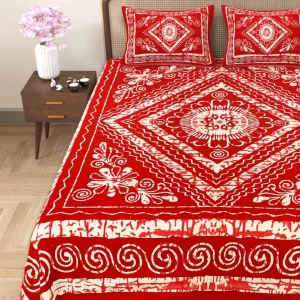 Handblock Bagru Kalamkari Batik  King Size Bedsheets With 2 Pillow Covers