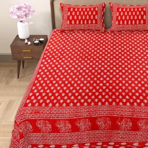 Handblock Bagru Kalamkari Batik  King Size Bedsheets With 2 Pillow Covers